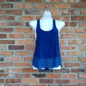 Wilfred 100% Silk Tiered Electric Blue Tank
